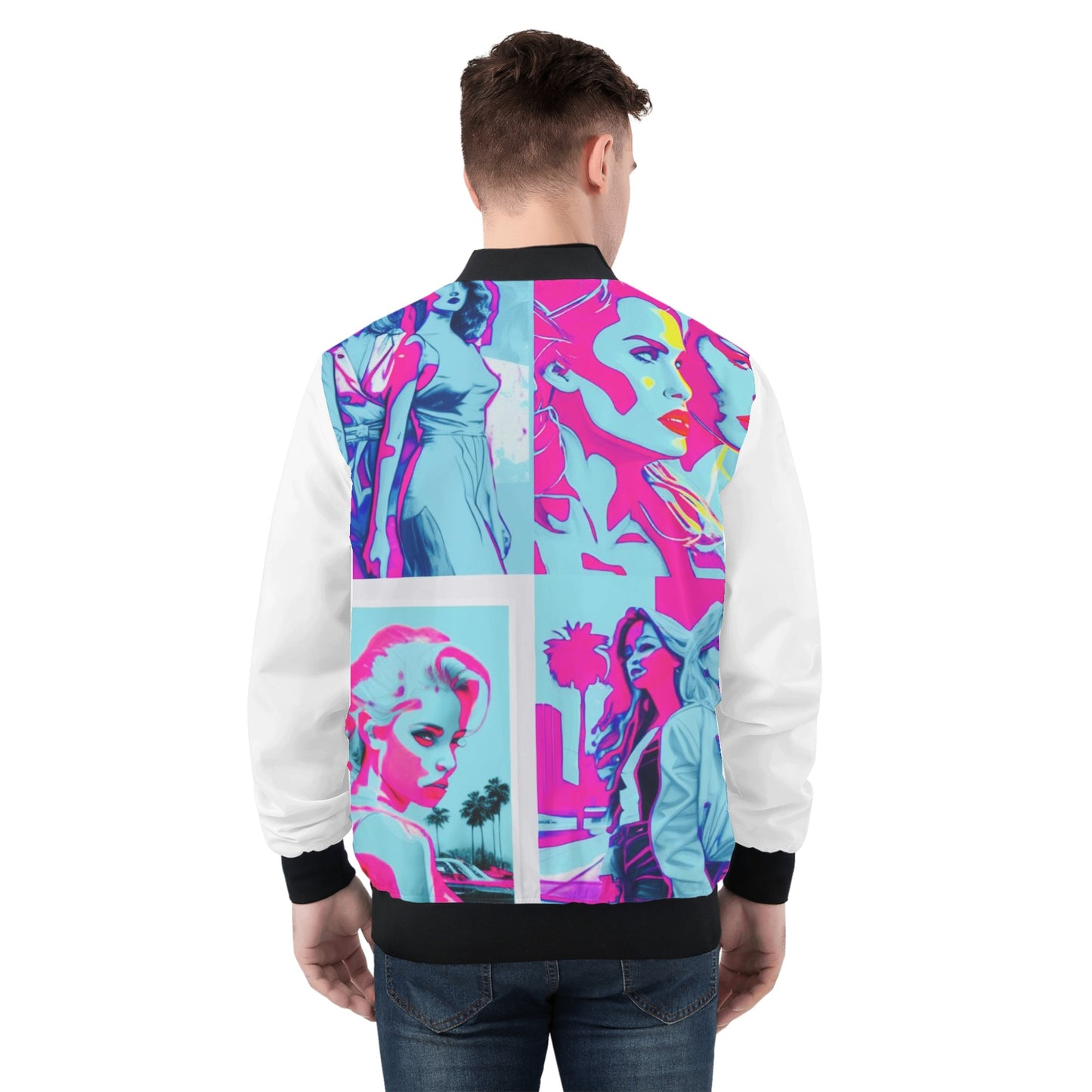 White & Blue Swager Jacket-Unisex Bomber Jacket