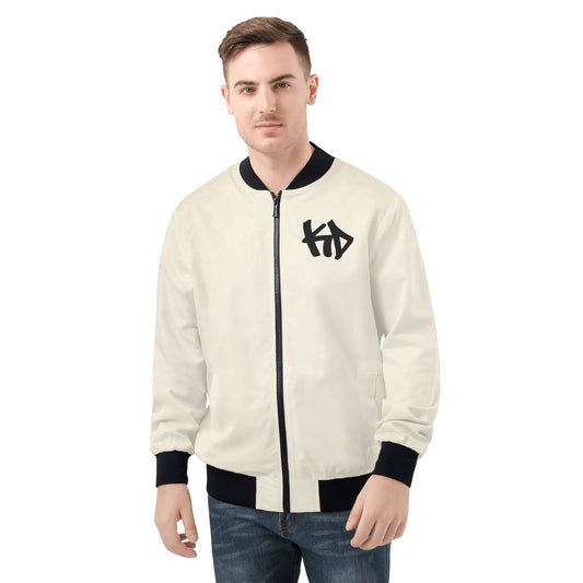 Cream All Over Print Zip Bomber Jacket