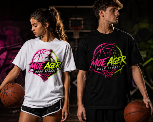 Moe Ager Hoop School (White)Unisex All-Over Print Adult Short Sleeve Tshirt