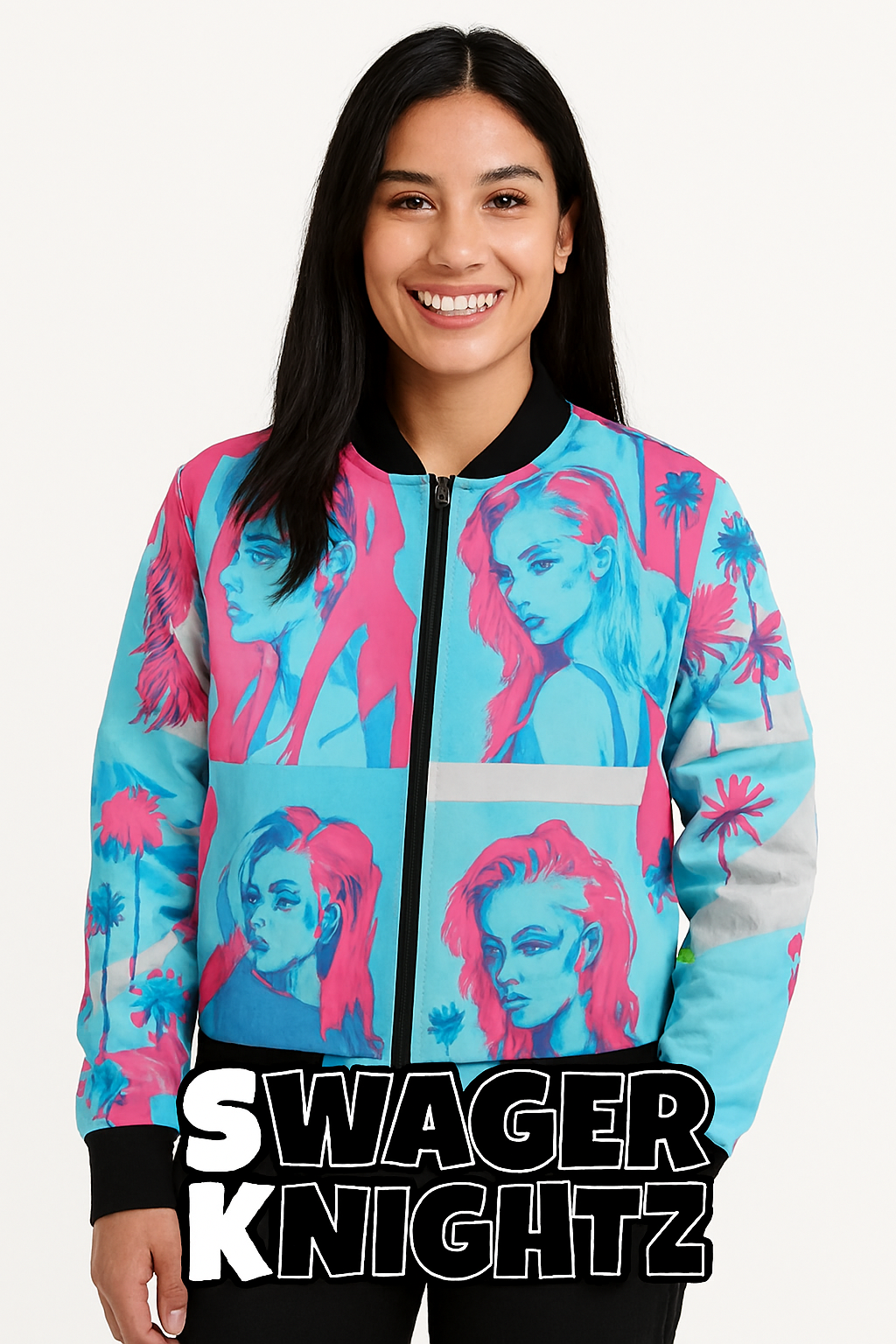 White & Blue Swager Jacket-Unisex Bomber Jacket