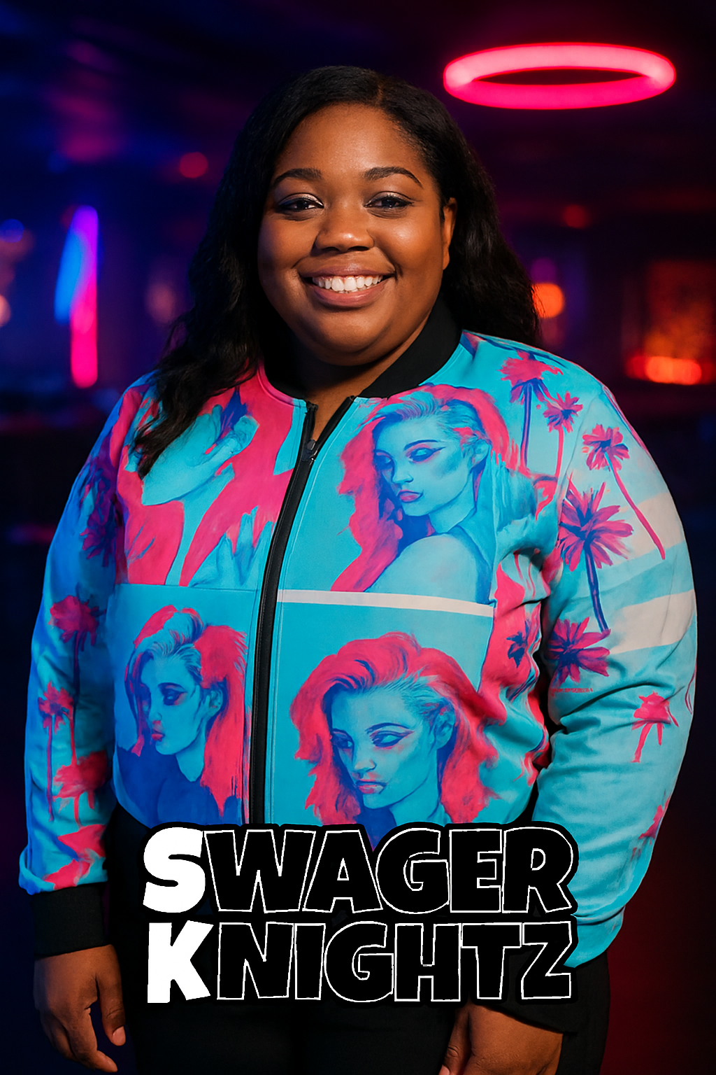 White & Blue Swager Jacket-Unisex Bomber Jacket