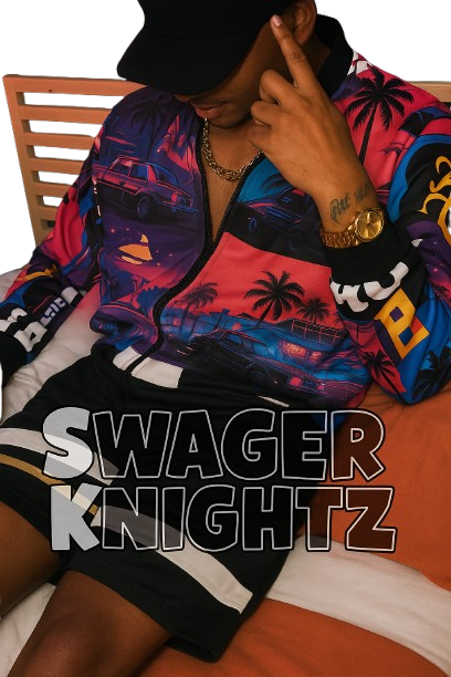‘Neon Vice City Swager Knightz’ Men's Bomber Jacket