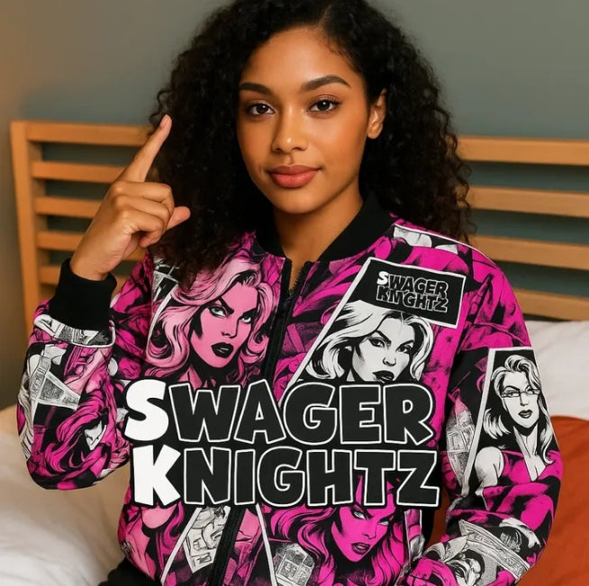 Swager Knightz Black & Pink Unisex Bomber Jacket