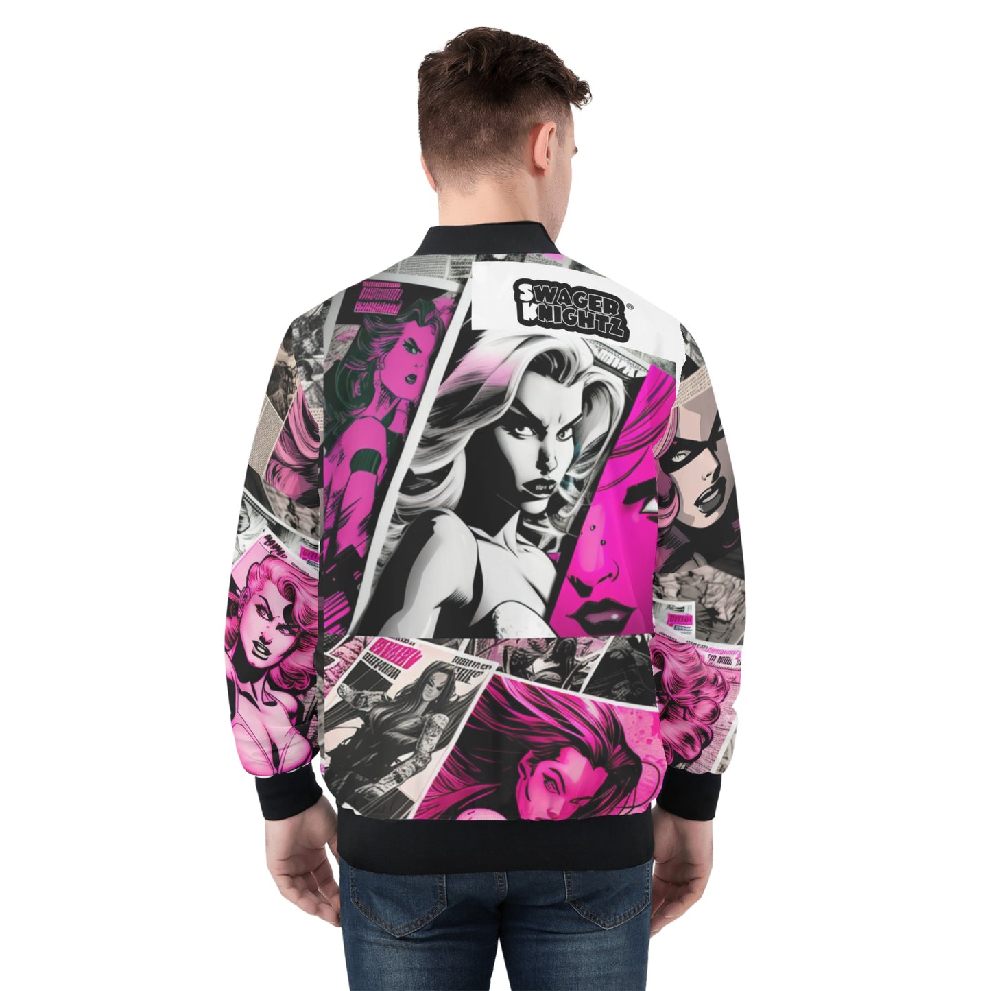 Swager Knightz Black & Pink Unisex Bomber Jacket